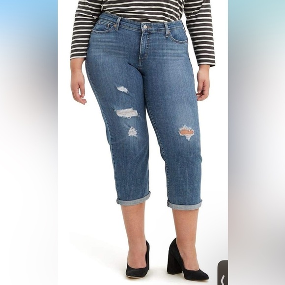 Levi's Denim - Levi's Boyfriend Jeans Women's Size 33 Blue Distressed Casual Denim 27 i…